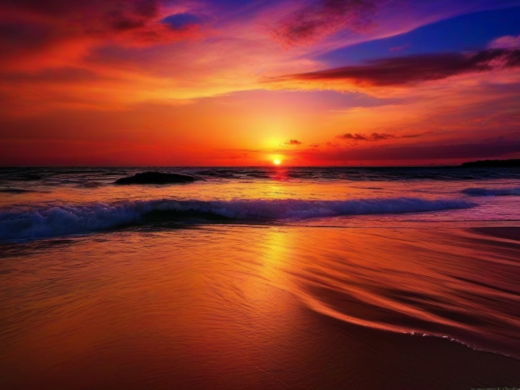 Sunset At The Beach Wallpaper - Captivating beach sunset wallpaper.  background wallpaper