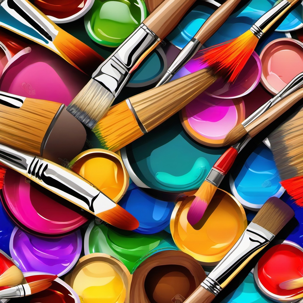 Art clipart - colorful palette with paintbrushes and paint  