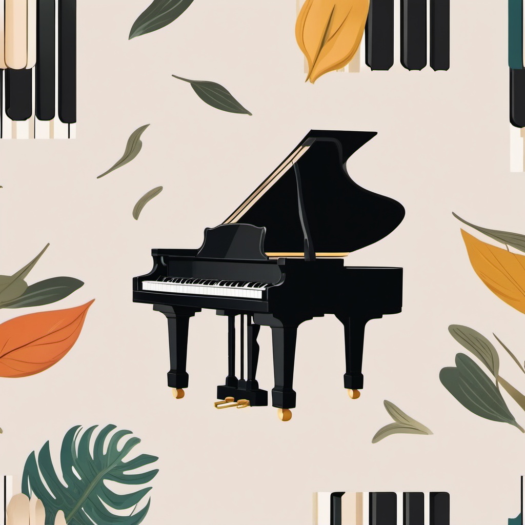 Piano Sticker - Elegant piano keys illustration, ,vector color sticker art,minimal