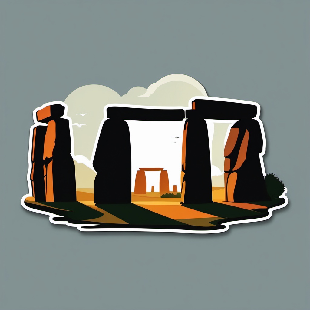 Stonehenge sticker- Mysterious prehistoric monument in England, , sticker vector art, minimalist design