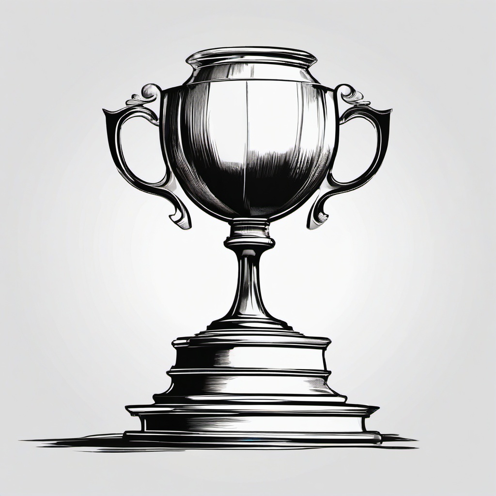 Football clipart - trophy on a pedestal  minimal rough sketch scribbles,doodles,black and white