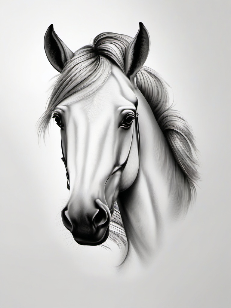 Fjord Horse Tattoo - Celebrate the unique and distinctive appearance of Fjord horses with a tattoo, capturing the robust and friendly nature of this Norwegian horse breed.  simple tattoo,minimalist,white background