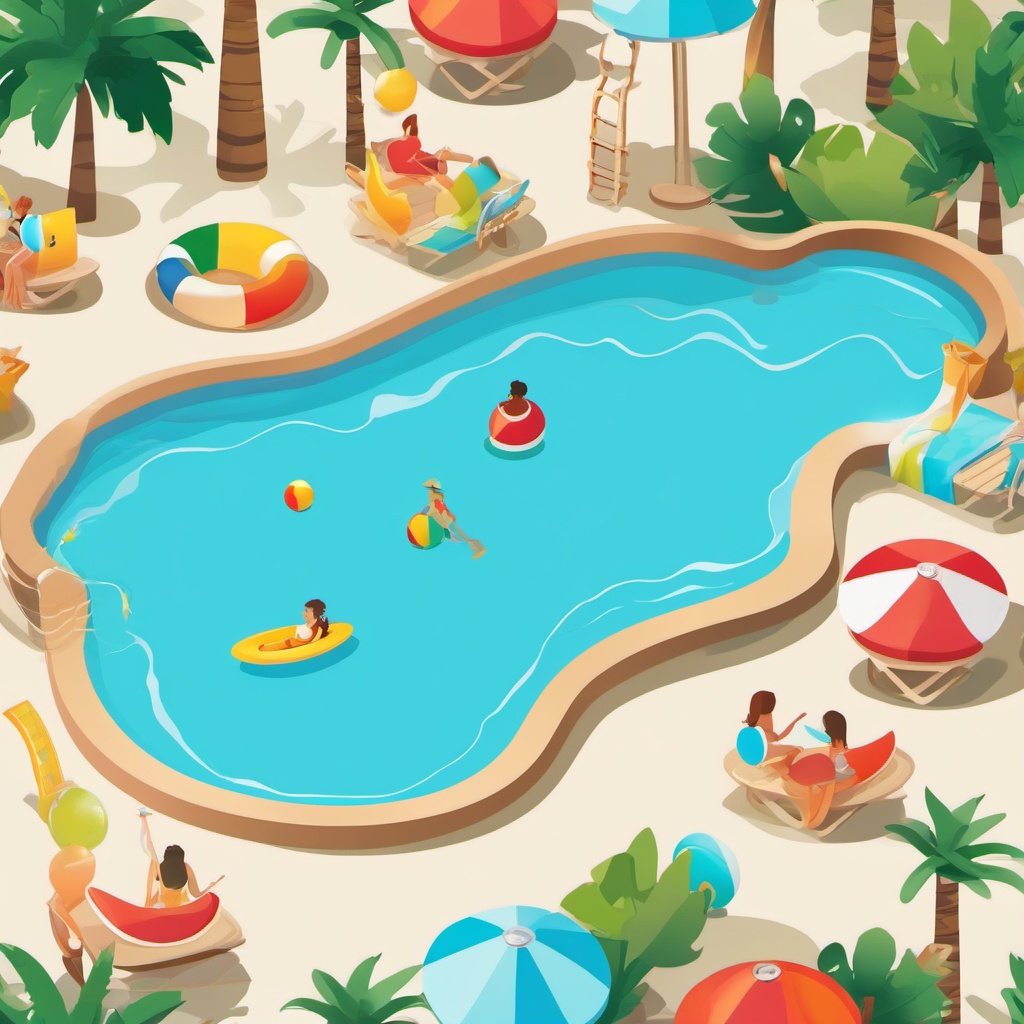 Pool Fun and Games clipart - Fun and games in the pool, ,vector color clipart,minimal