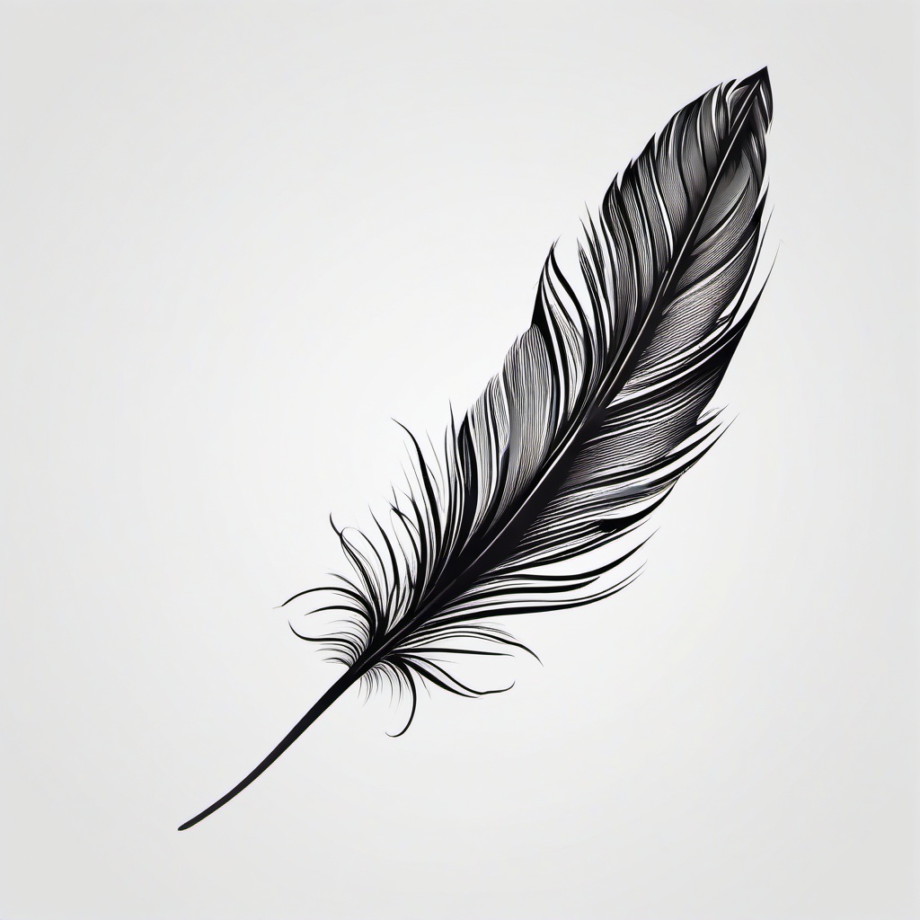 Feather Symbol Tattoo - Feather as a symbolic element.  simple vector tattoo,minimalist,white background