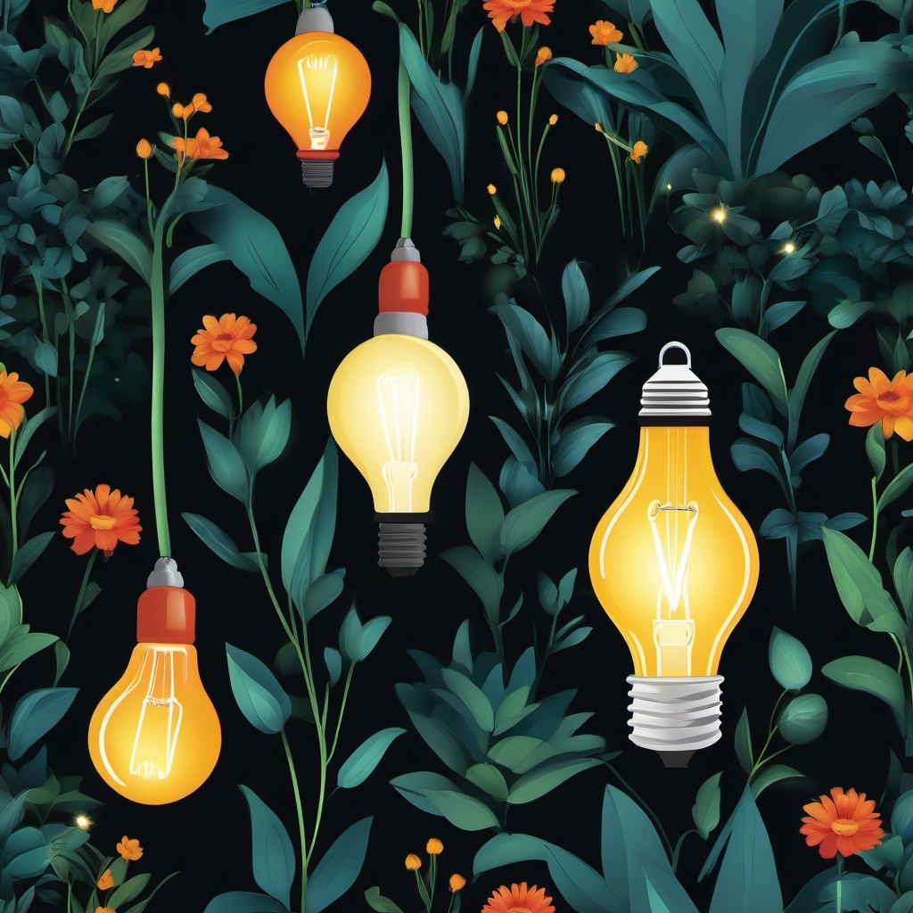 Lightbulb clipart - lightbulb glowing in a dark garden  