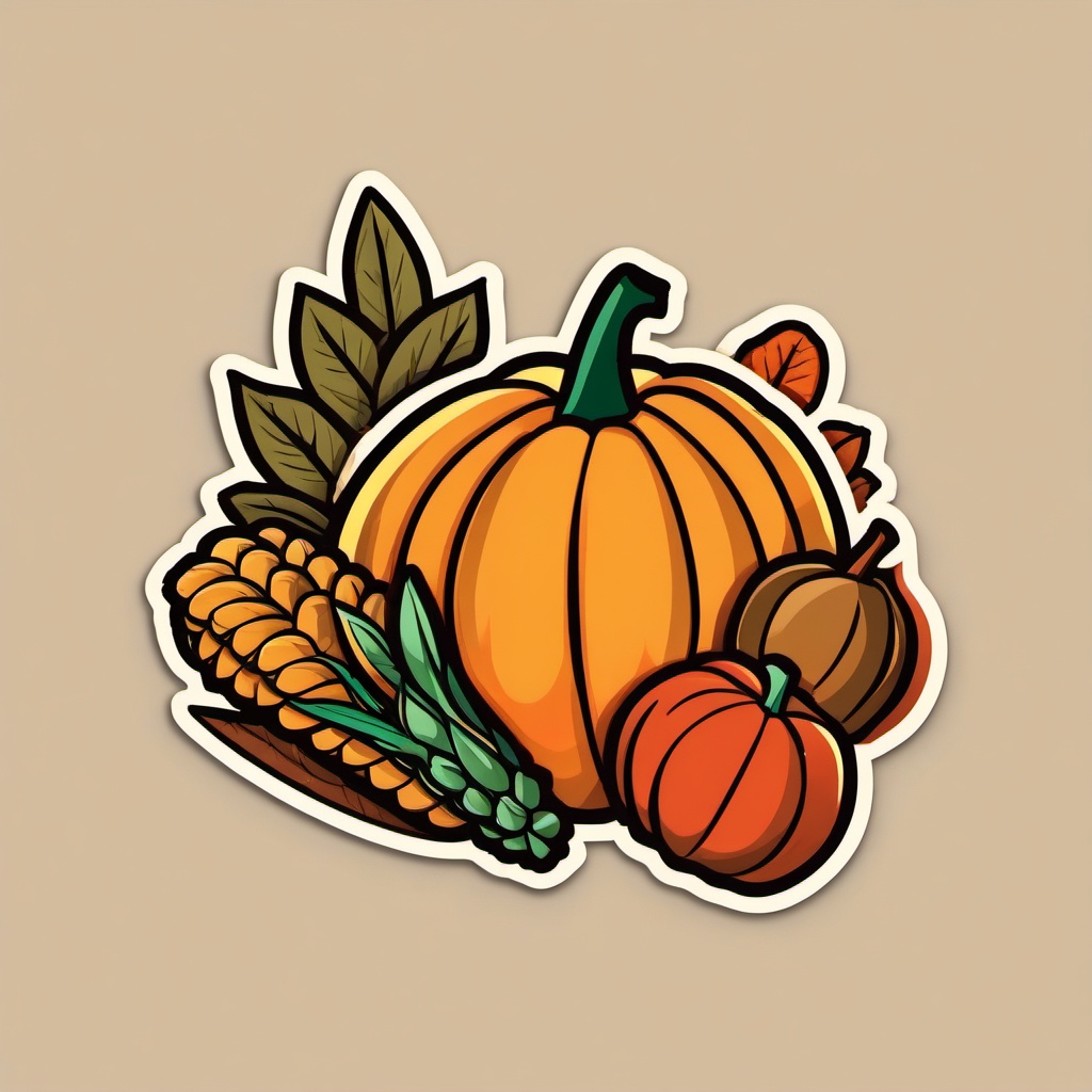 Fall Harvest Sticker - Celebrate the bounty of autumn with this warm and festive fall harvest sticker, , sticker vector art, minimalist design