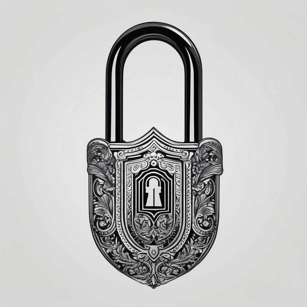 padlock tattoo  simple color tattoo,minimalist,white background