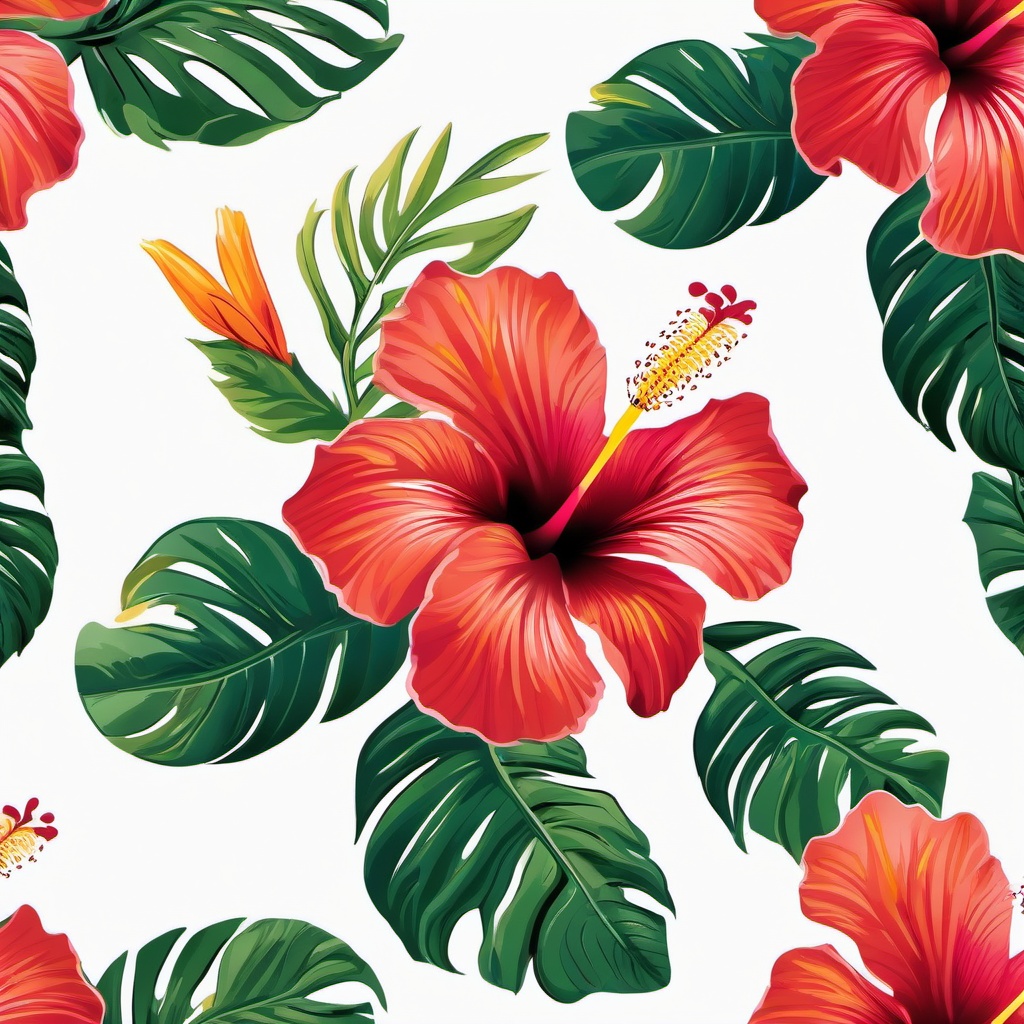 Hawaiian Hibiscus Tattoo - Celebrate the state flower with a vibrant and colorful tattoo featuring the Hawaiian Hibiscus.  simple vector color tattoo,minmal,white background