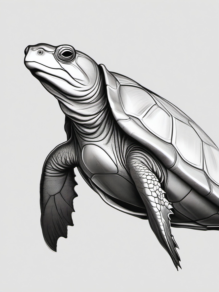 drawing of a softshell turtle  minimal rough sketch scribbles,doodles,black and white