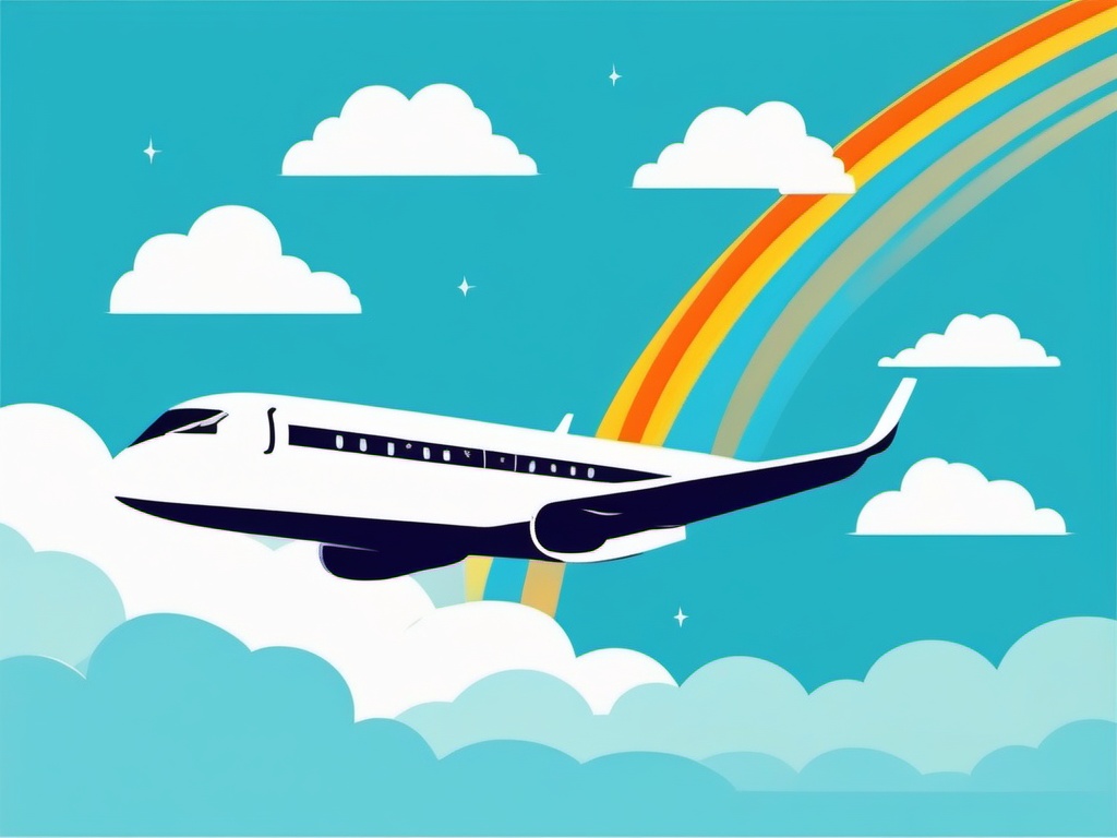 Jet Clipart - A jet plane soaring high in the azure sky.  transport, color vector clipart, minimal style