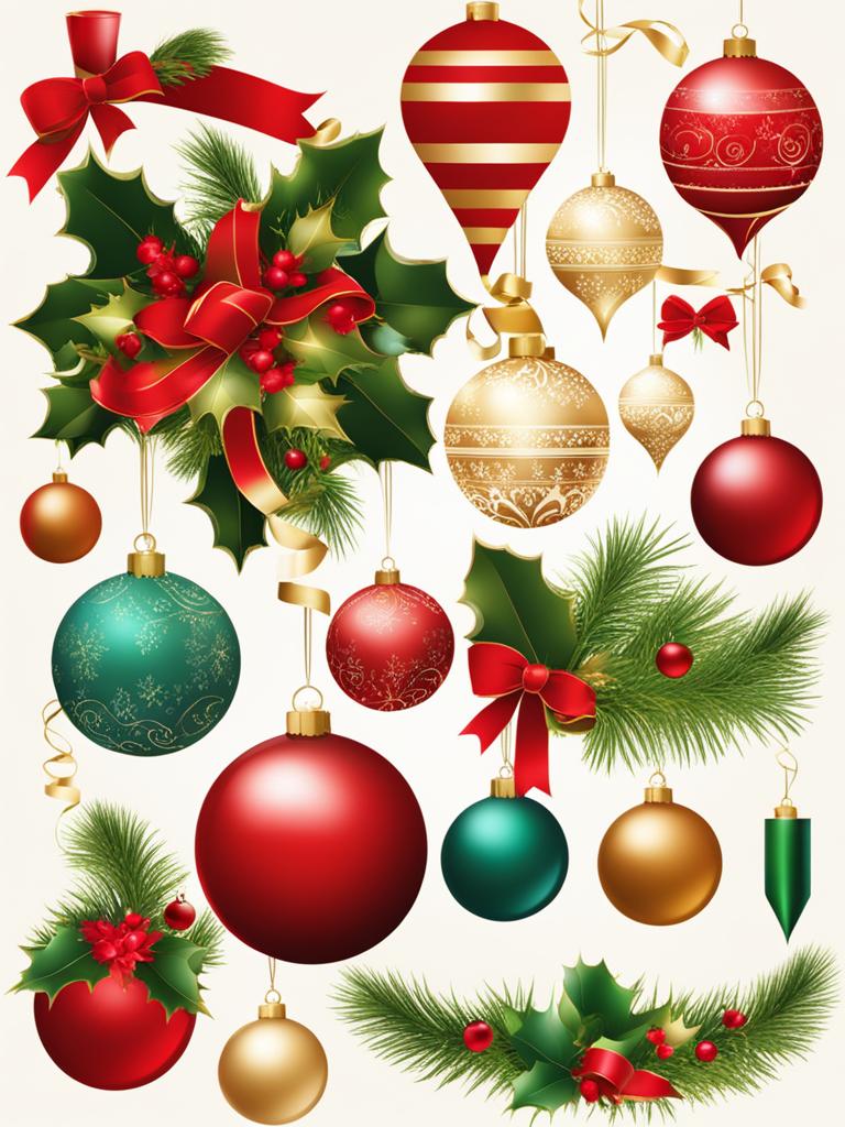 merry christmas clipart: festive decorations and lights. 