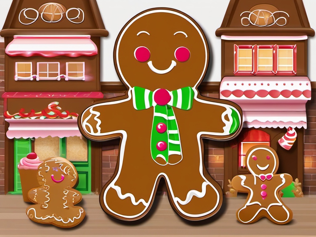 Gingerbread Man clipart - gingerbread man with friends in the bakery  