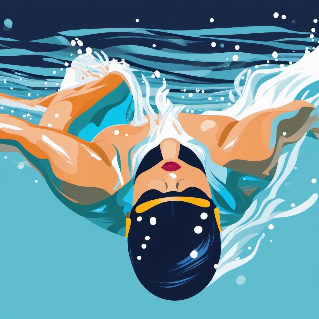 Swimmer clipart - swimmer doing the butterfly stroke  color,minimalist,vector clipart