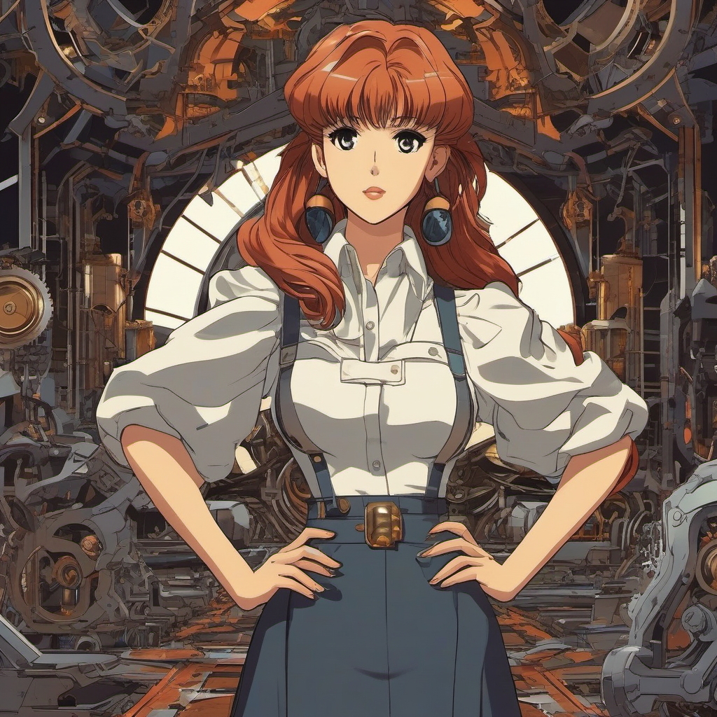 1990 Retro Anime Girl - Quest to unravel secrets in a mechanical beast graveyard.  clipart style