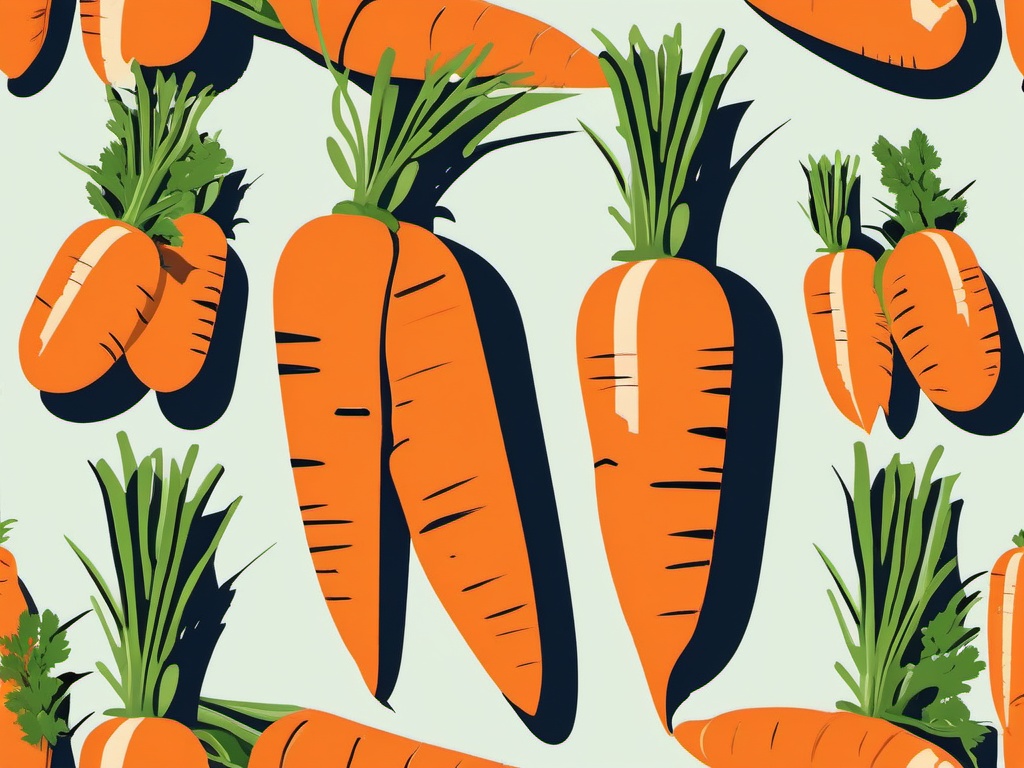 Carrot Bunch Clipart - A bunch of fresh carrots with tops attached.  color vector clipart, minimal style