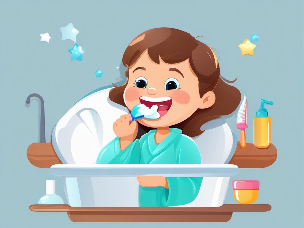 Brush Teeth clipart - Brushing teeth before bedtime.  vector style illustration, white background