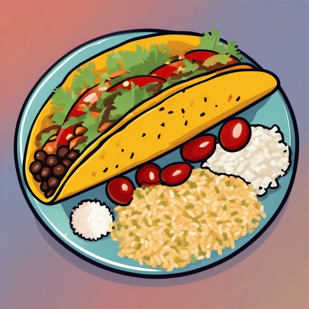 Taco clipart - taco with a side of rice and beans  color,minimalist,vector clipart