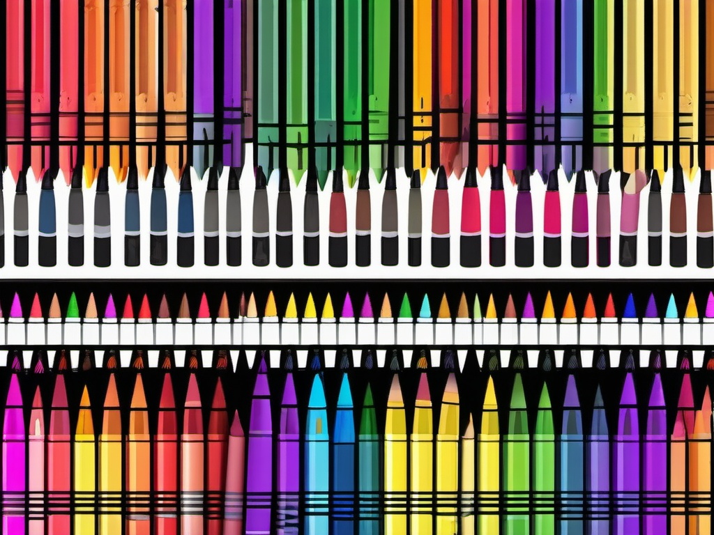 Crayon Box Clipart - Vibrant crayons neatly arranged in a colorful box.  color clipart, minimalist, vector art, 