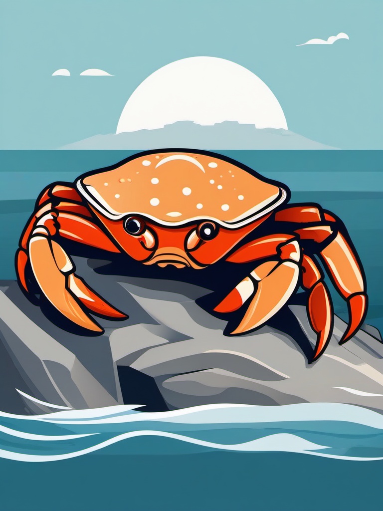 Crab clipart - crab hiding under a rock in the ocean  color,minimalist,vector clipart