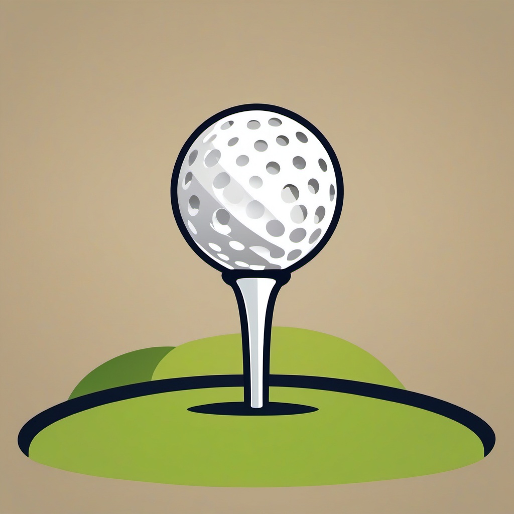 Golf Tee and Ball Clipart - A golf ball on a tee, ready for a drive.  color vector clipart, minimal style