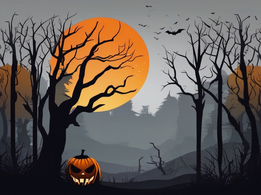 Haunted Woods clipart - Spooky woods for a Halloween night, ,vector color clipart,minimal