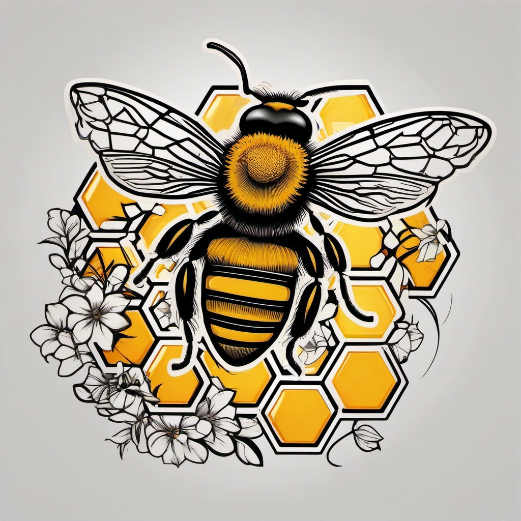 honey comb bee tattoo  vector tattoo design