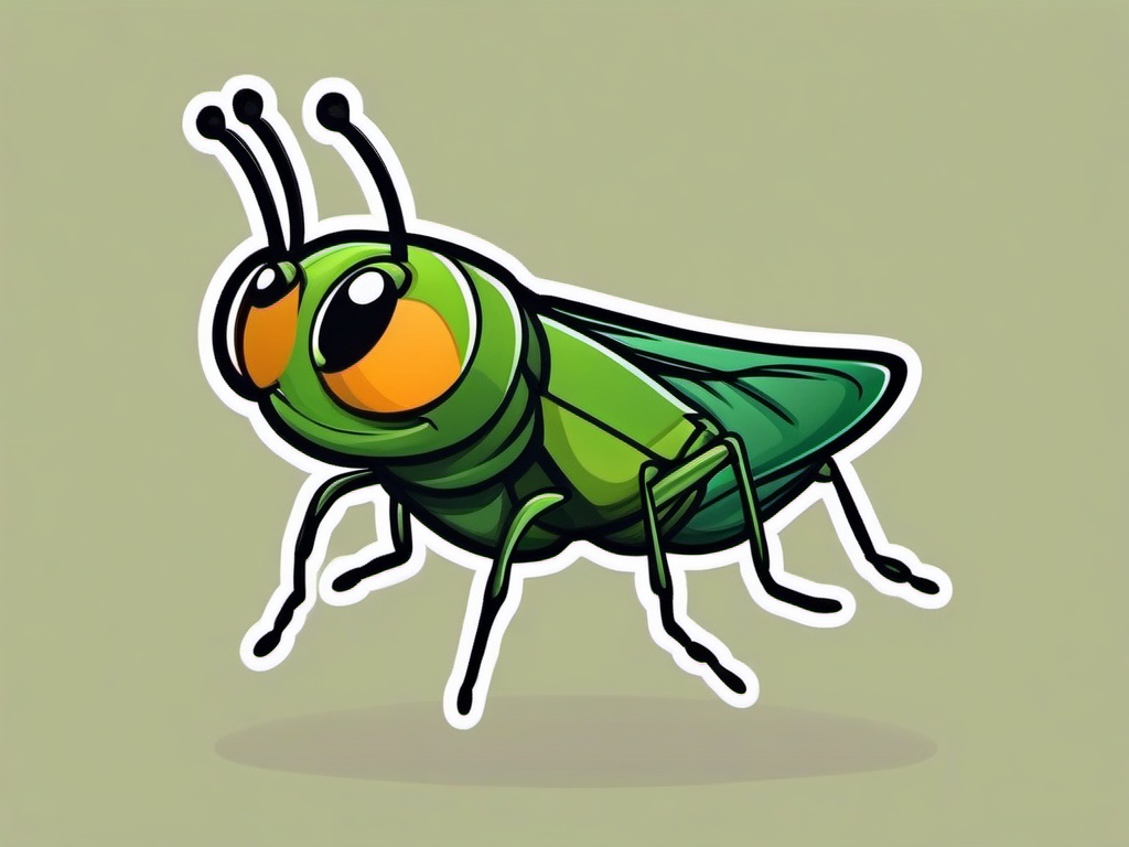 Grasshopper cartoon - jumping insect with strong legs  cartoon sticker style