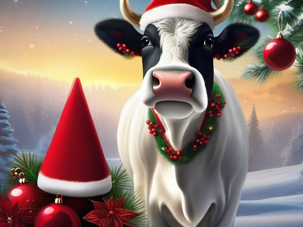 Christmas Cow Wallpaper  