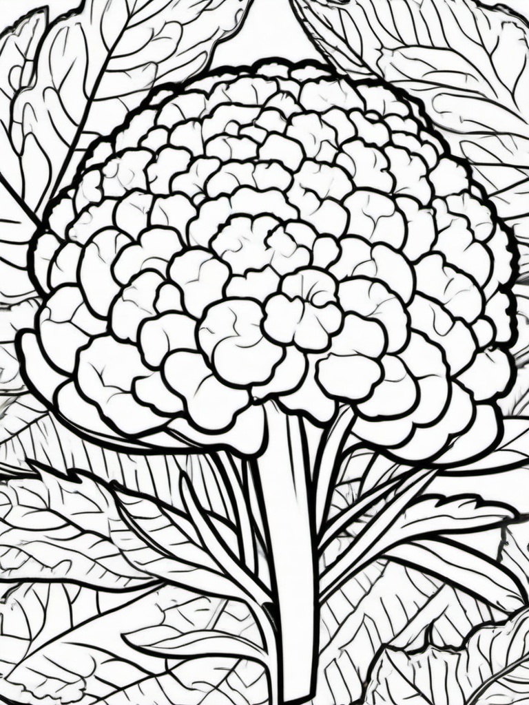 Vegetable Coloring Pages - Cauliflower cut with florets  simple coloring pages