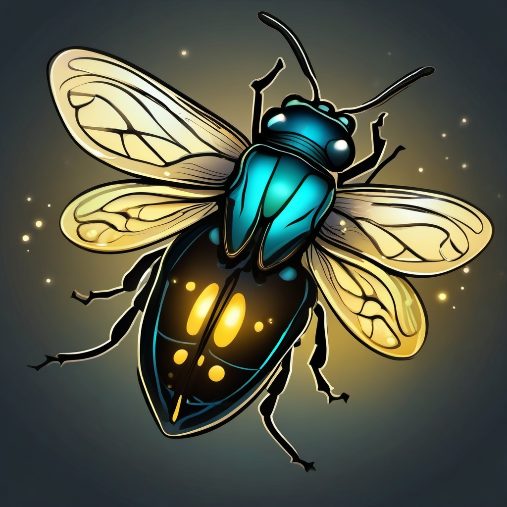 Firefly clipart - Bioluminescent insect with glowing flight, ,color clipart vector style