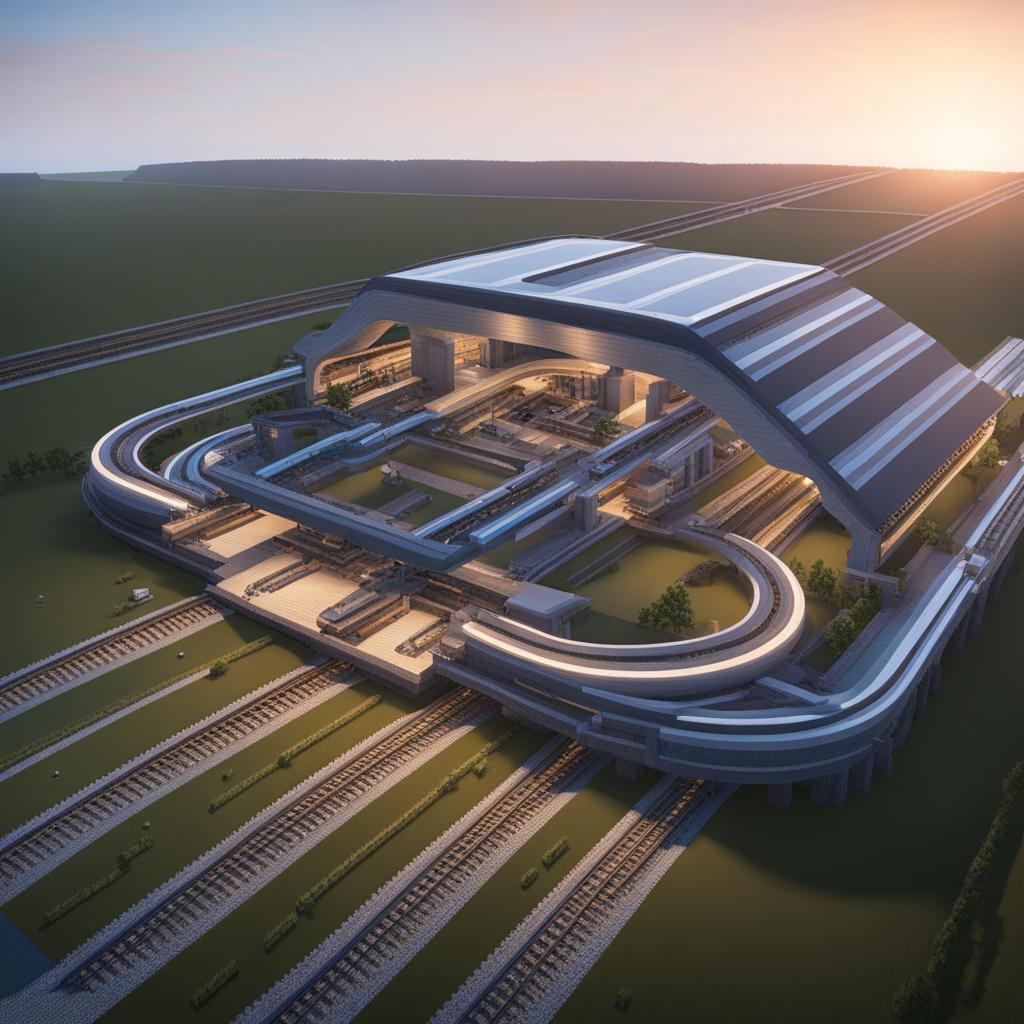 transcontinental maglev train station with hyperloop connections - minecraft house design ideas minecraft block style