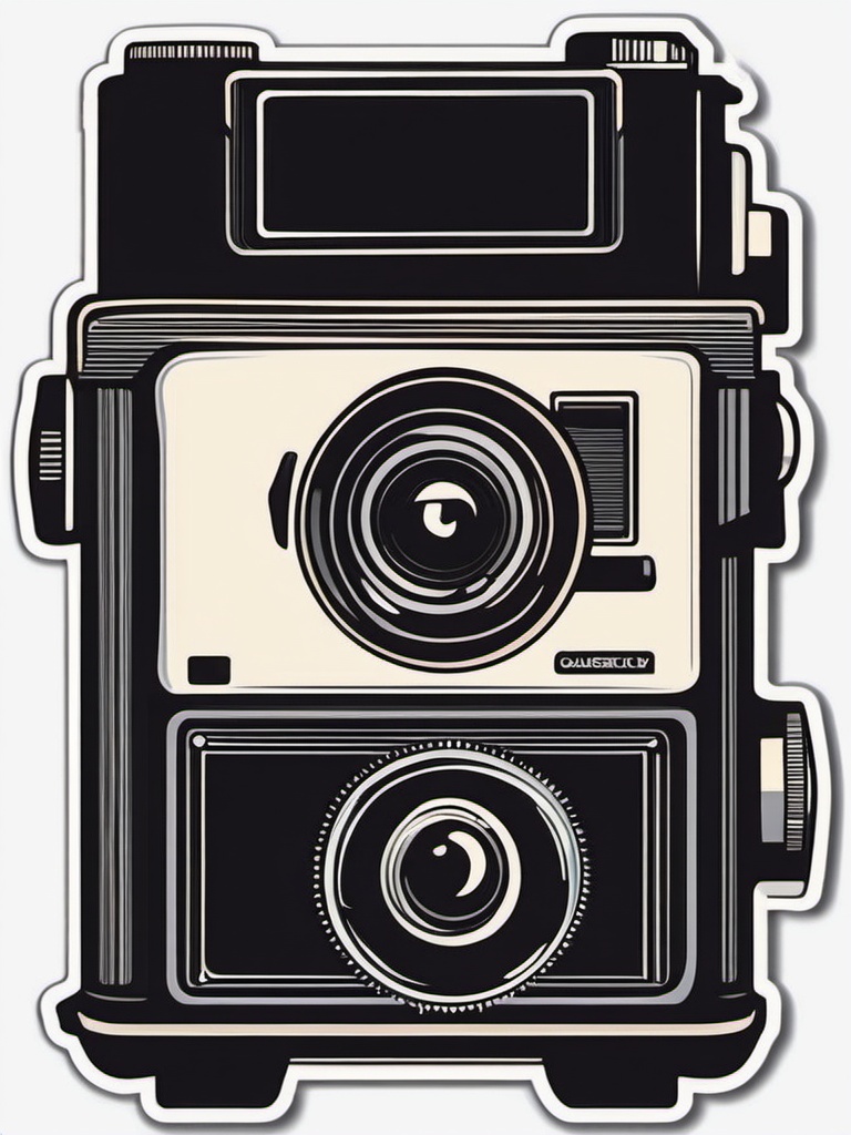 Camera Sticker - Classic camera for photography, ,vector color sticker art,minimal