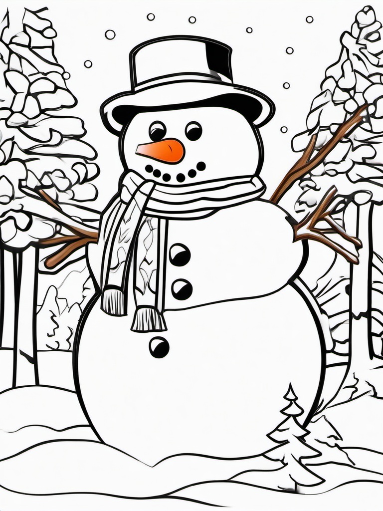 Color A Snowman  outling,coloring pages,black and whit