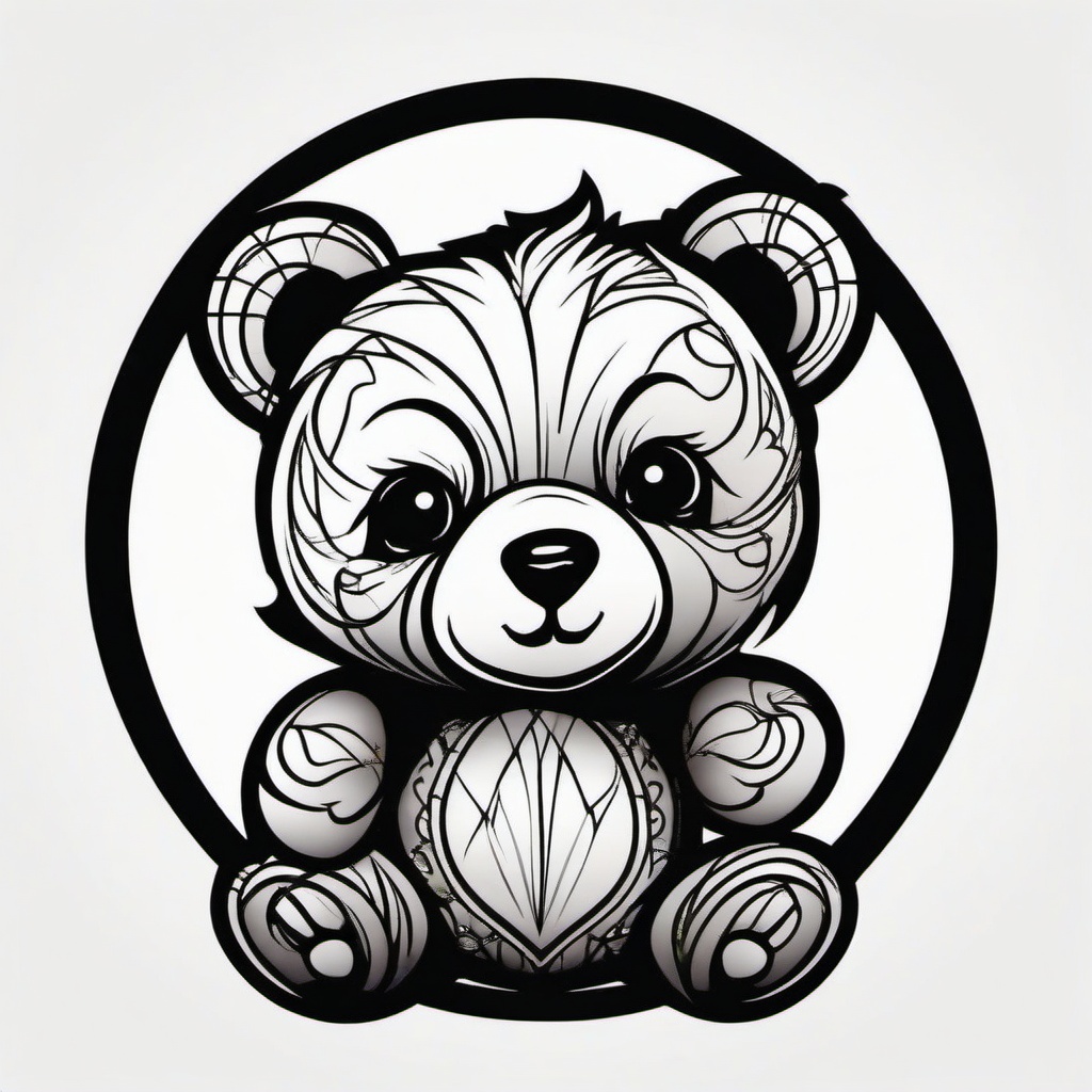 small teddy bear tattoo  simple vector color tattoo