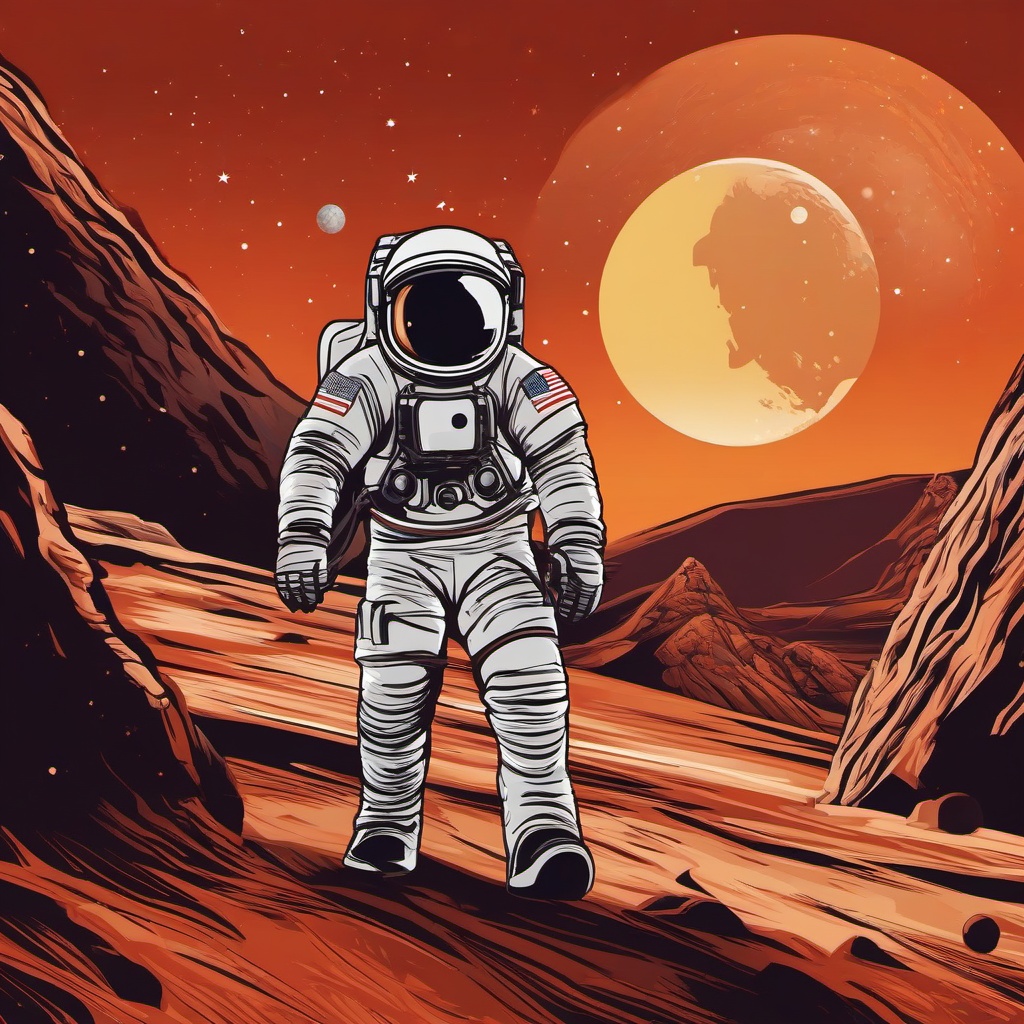 Astronaut clipart - astronaut exploring Mars  clipart