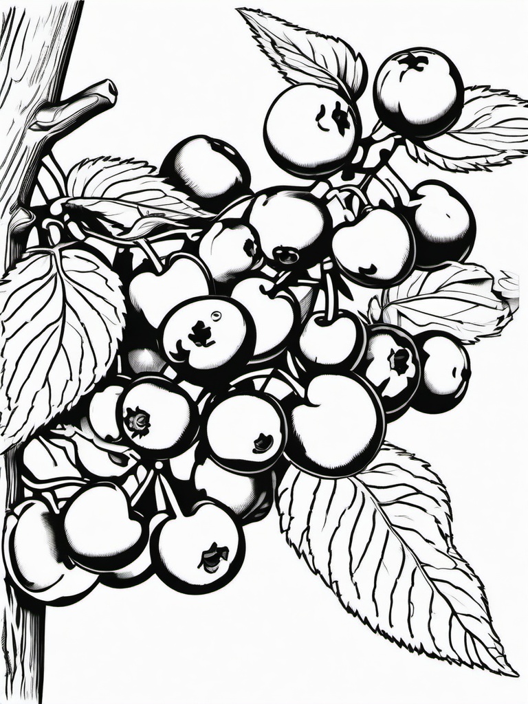 Fruit Coloring Pages - Bunch of blueberries on a branch  simple coloring pages