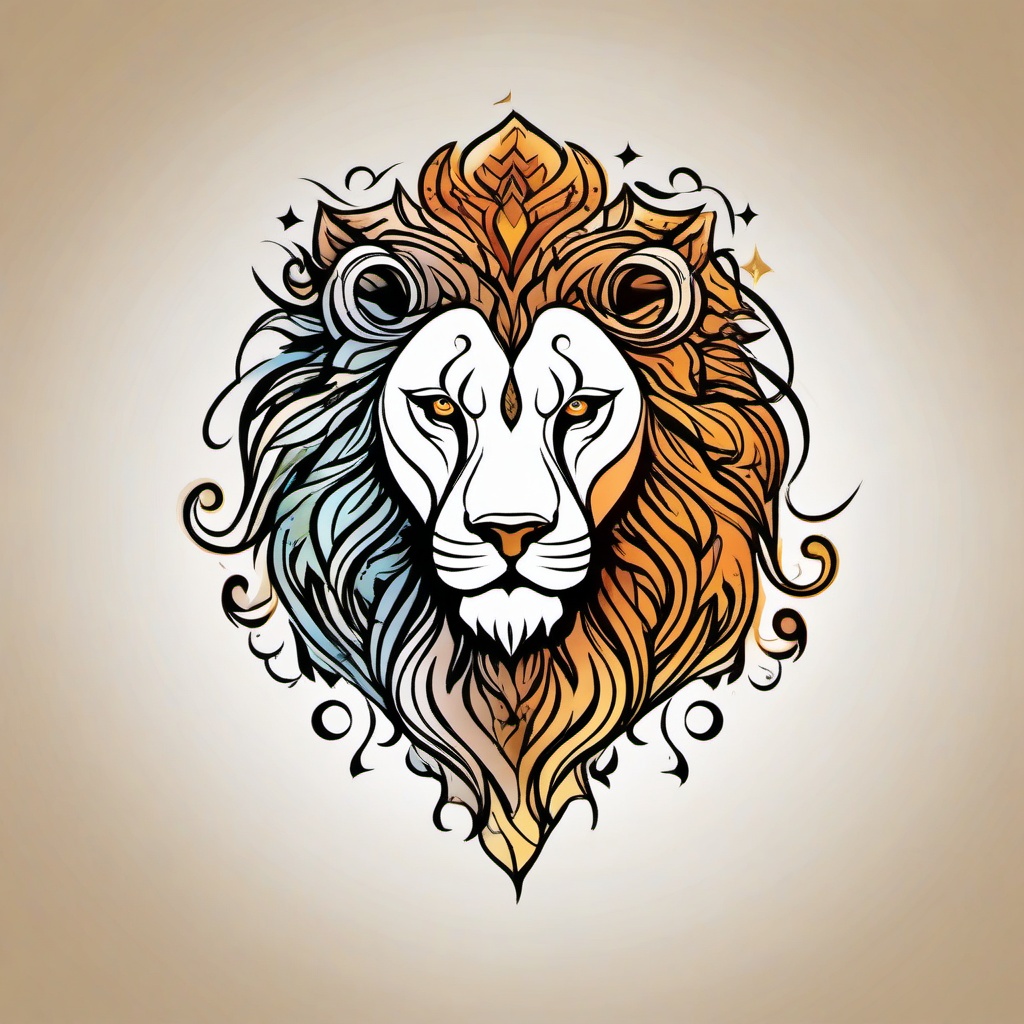 leo astrology tattoo  simple vector color tattoo