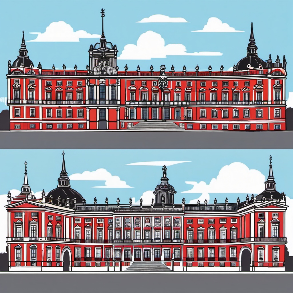 Madrid clipart - Royal Palace of Madrid and Plaza Mayor,  color vector clipart