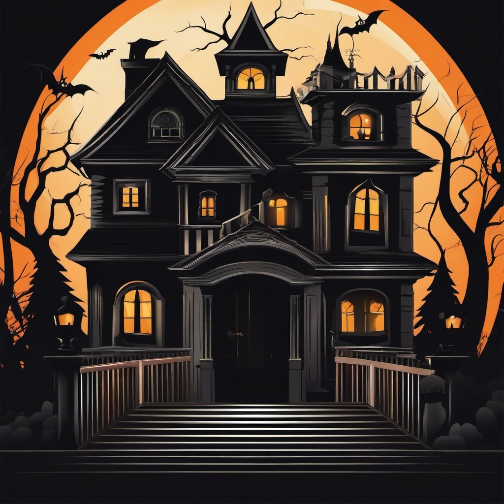 Haunted House Entrance clipart - Entering a spooky house, ,vector color clipart,minimal