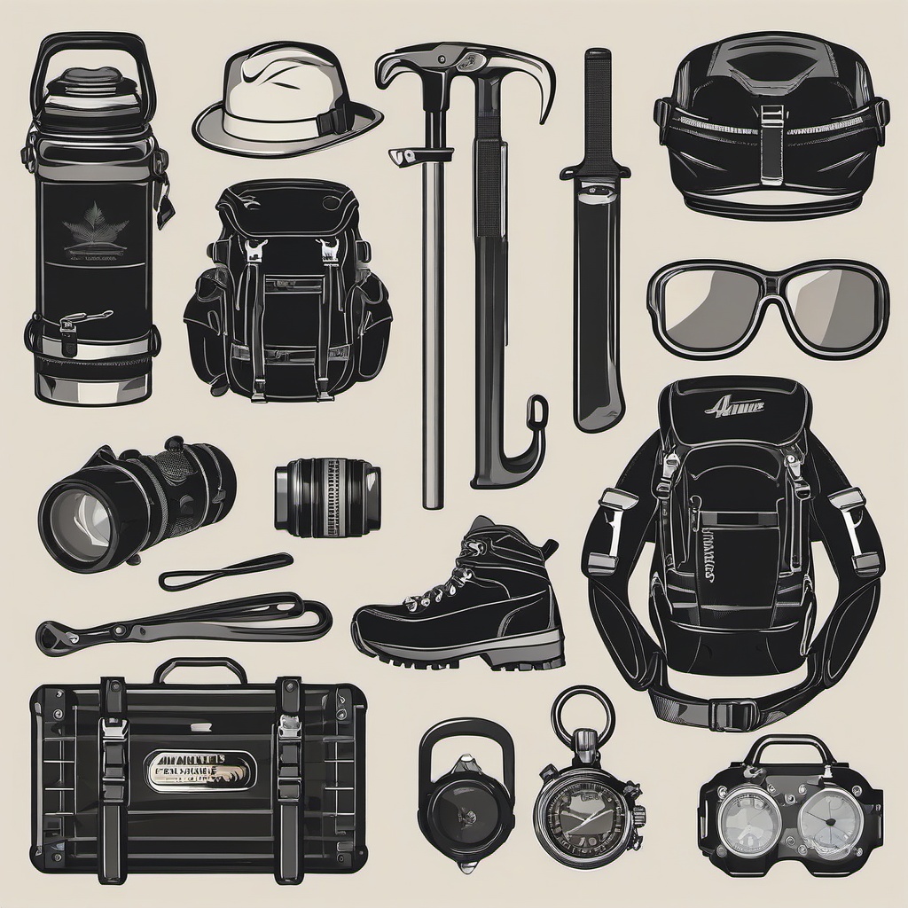 Alpine Adventure Gear clipart - Gear for high-altitude adventures, ,vector color clipart,minimal