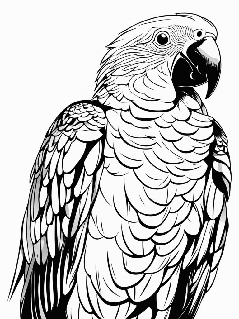 parrot clipart black and white 