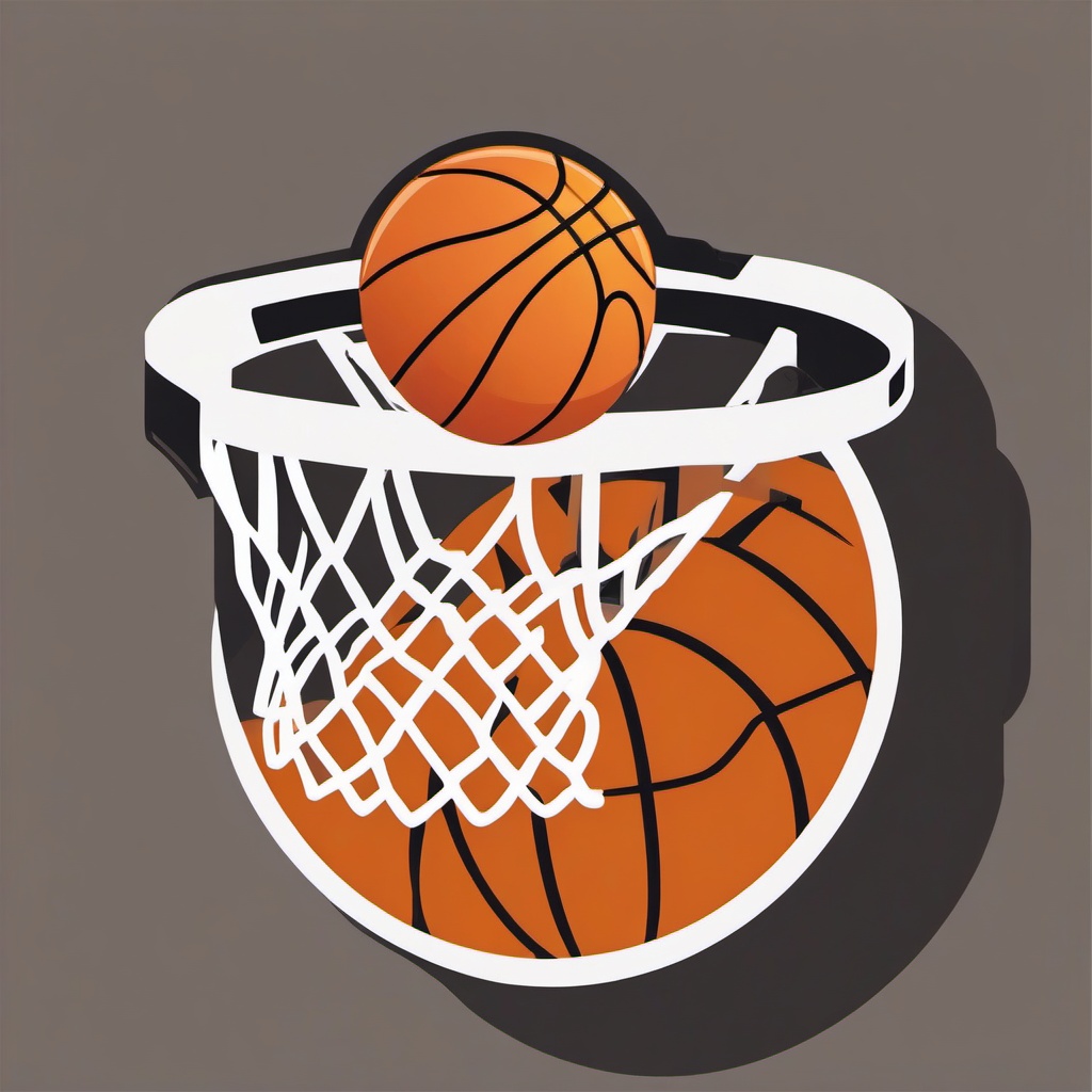 Basketball Hoop and Slam Dunk Clipart - A basketball hoop with a slam dunk in progress.  color vector clipart, minimal style