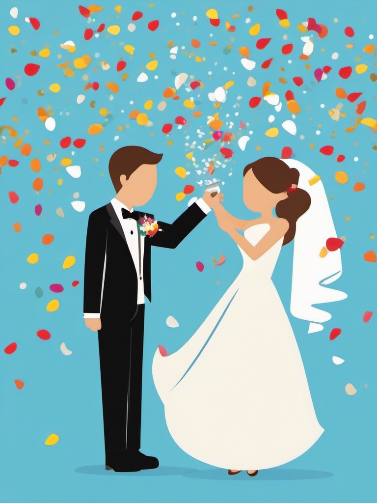 Wedding Confetti clipart - Throwing confetti at the newlyweds, ,vector color clipart,minimal