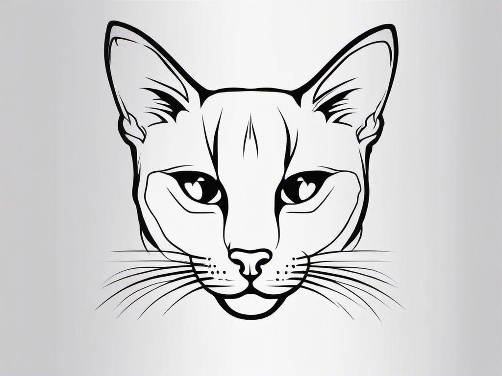 Cat Head Outline Tattoo - Tattoo featuring the outline of a cat's head.  minimal color tattoo, white background