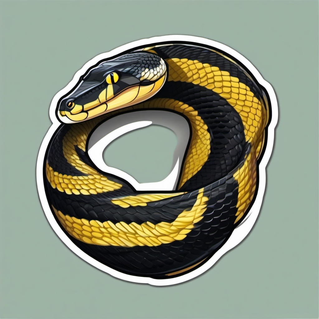 Yellow-Lipped Sea Krait cartoon - banded, venomous sea snake  cartoon sticker style