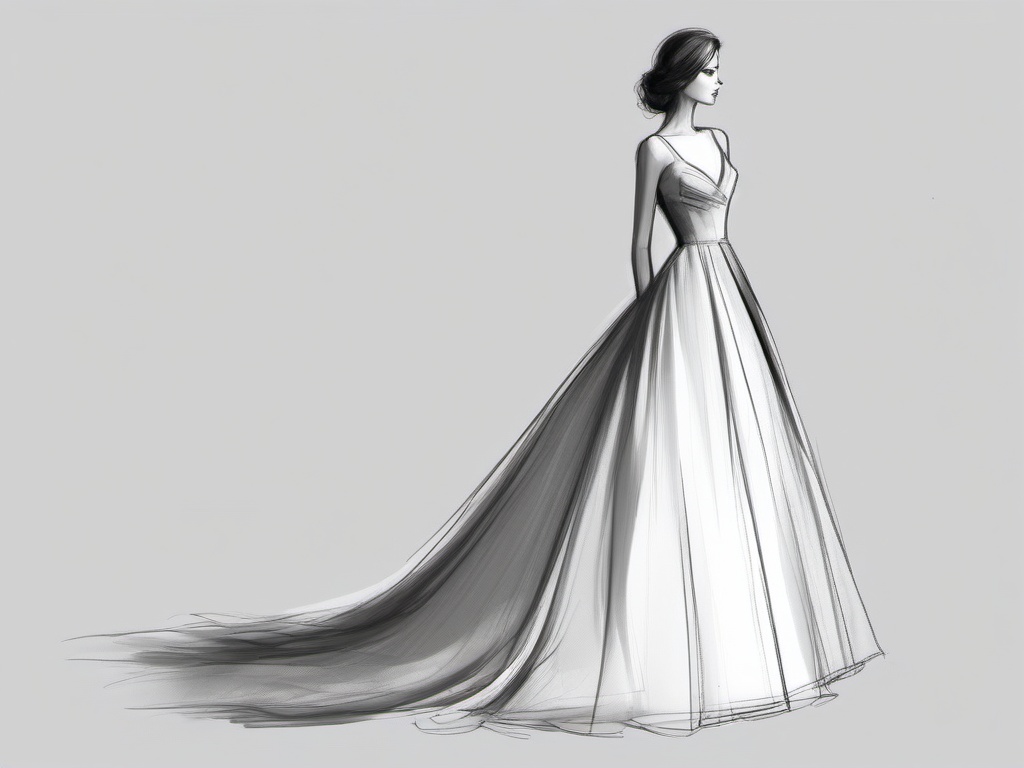 sketch of gown  minimal rough sketch scribbles,doodles,black and white