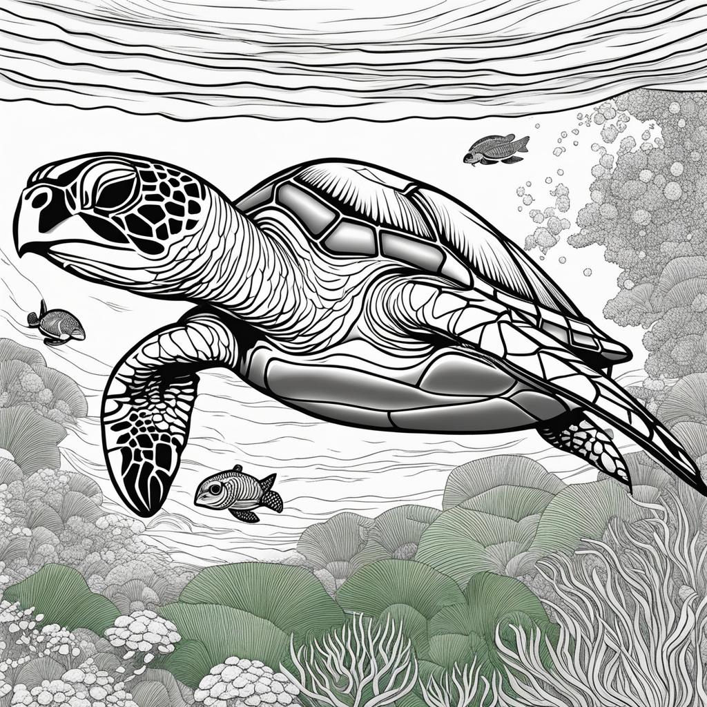 green sea turtles cute animals coloring page 