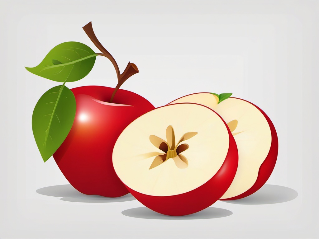 Apple Core Clipart - Core of a red apple after eating.  color vector clipart, minimal style