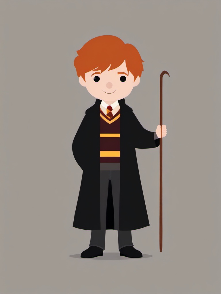 Harry Potter clipart - Ron Weasley holding a wand  color,minimalist,vector clipart