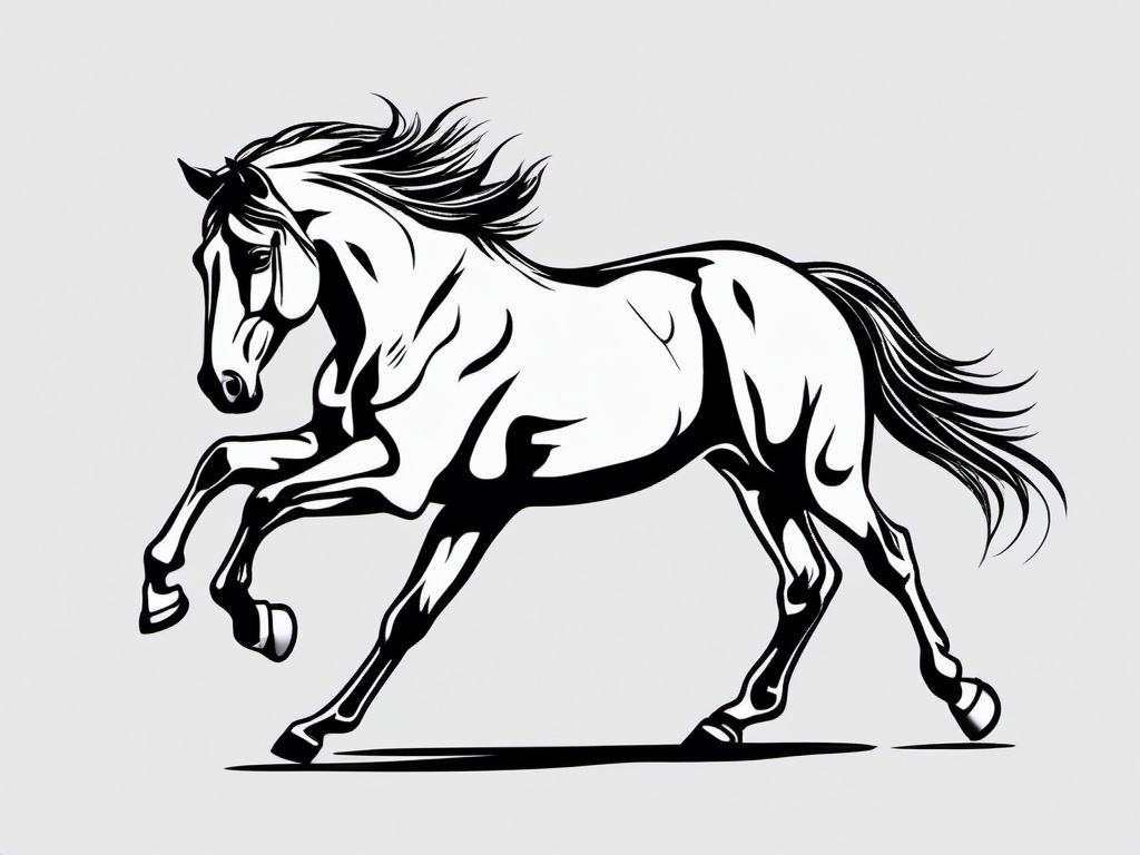 horse rearing tattoo  simple tattoo,minimalist,white background